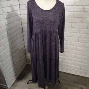 NWT George Ladies Size 1X Purple Lightweight Round Neck Midi Length Hacci Dress